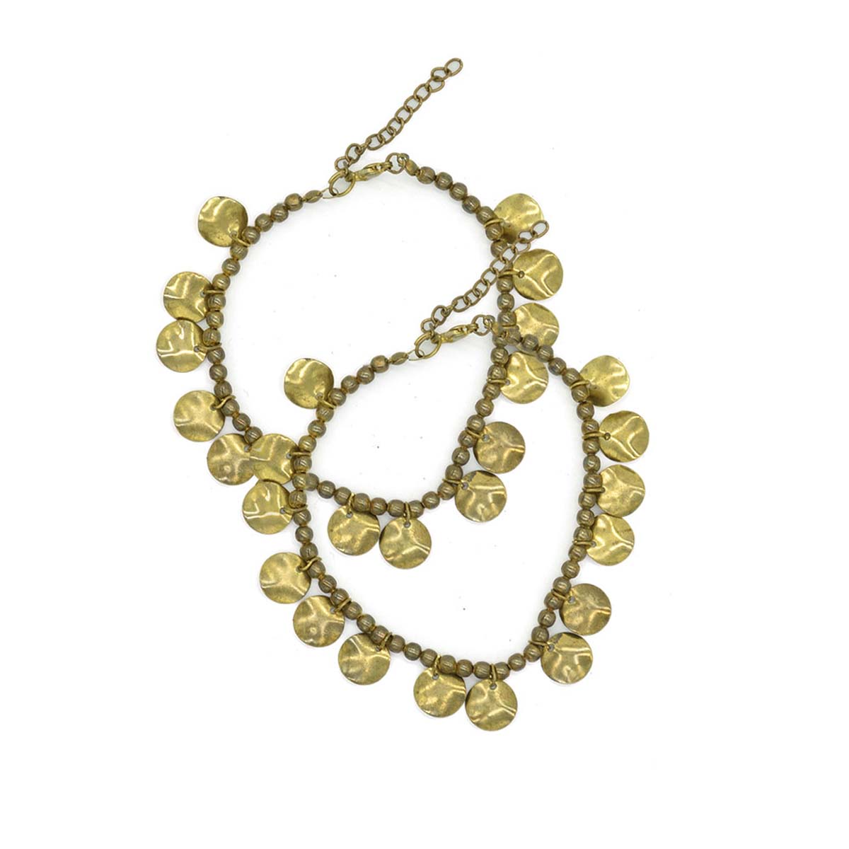 Wholesale Anklets – Pair of Anklets – Handmade in Brass – Circular Discs – Golden Color Finish – Unique Jewelry Collection